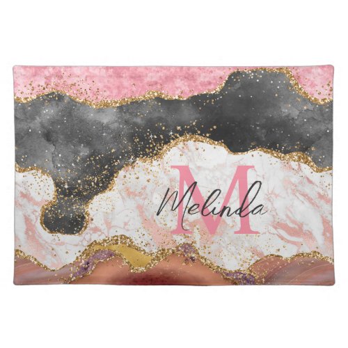 Pink and Black Sequins Agate Cloth Placemat