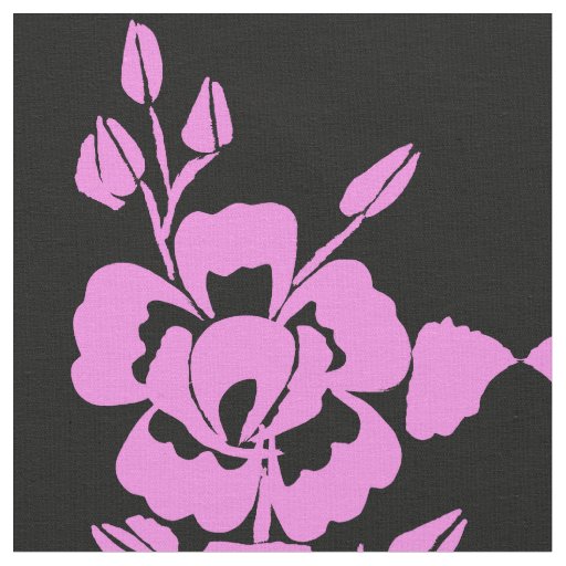 Pink and Black Silhouette Combed Cotton Fabric