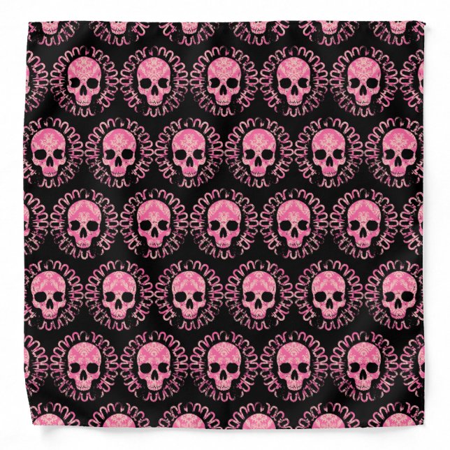 Pink and Black Skulls Bandana (Front)