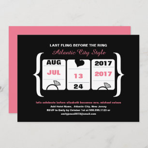 Pink and Black Slot Machine Bachelorette Invitation