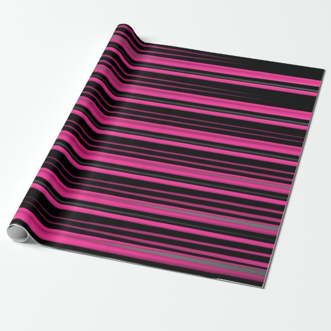 Pink and Black Smeared Lines Wrapping Paper (Unrolled)