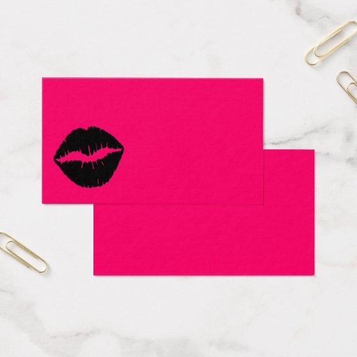 Customizable Pink and Black Smooch Business Cards