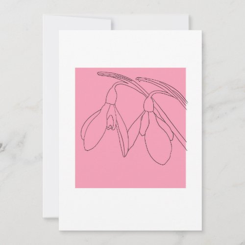 Pink and Black snowdrop flower  Invitation