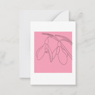 Pink and Black snowdrop flower Note Card