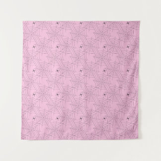 Pink and Black Spider and Spiderweb Tapestry