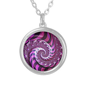 Pink and Black Spiral Illusion Necklace