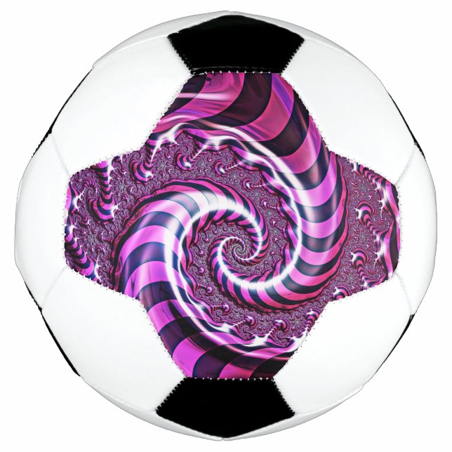 Pink and Black Spiral Illusion Soccer Ball (Front)