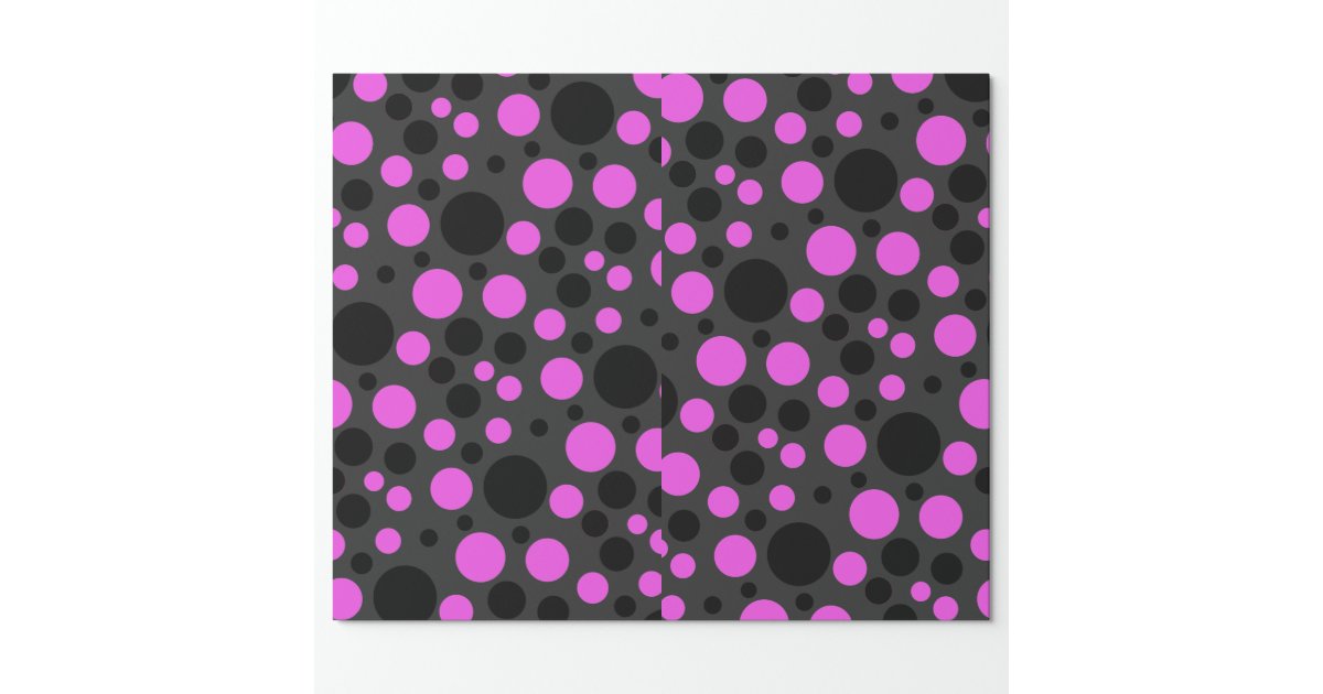 Pink And Black Spots Wrapping Paper | Zazzle