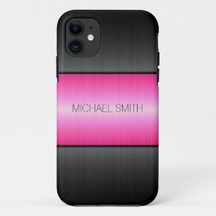 Pink and Black Stainless Steel Metal iPhone 11 Case