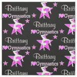 PINK AND BLACK STAR PERSONALIZED GYMNASTICS FABRIC