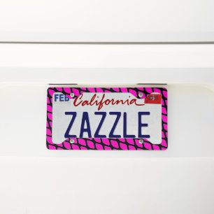 Pink and Black Striped Pattern License Plate Frame