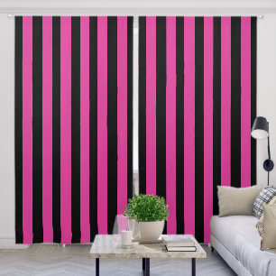Pink and Black Stripes Blackout Curtains