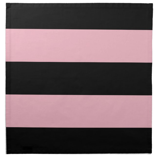 Pink and Black Stripes Cloth Napkin (Front)