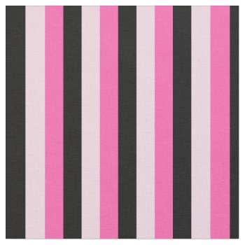Pink And Black Stripes Fabric by TheHopefulRomantic at Zazzle