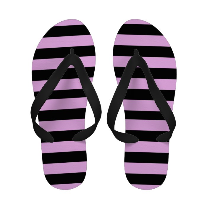 Pink And Black Stripes Flip Flops