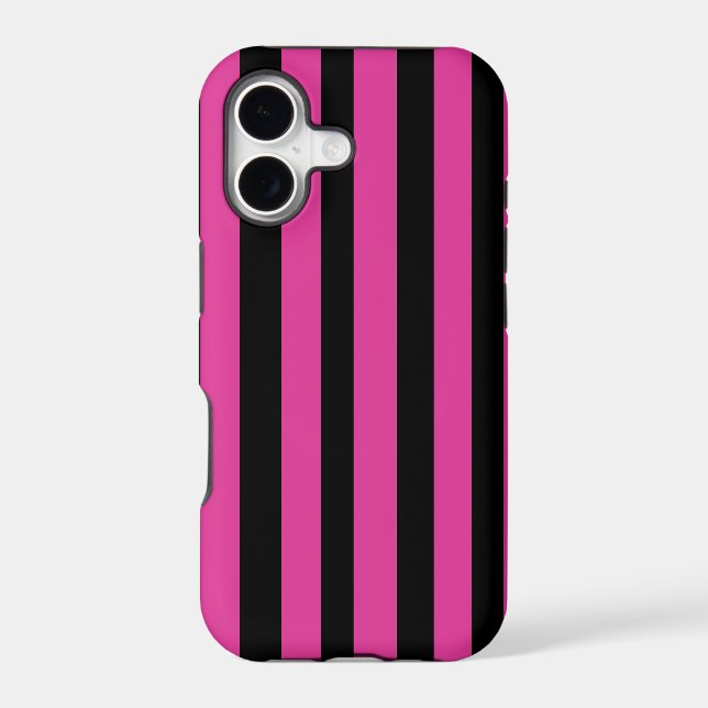 Pink and Black Stripes  iPhone Case (Back)