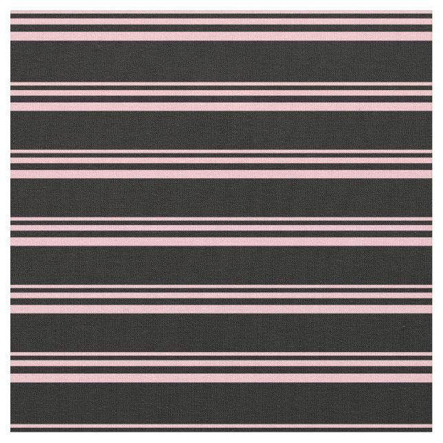 Pink and Black Stripes Pattern Fabric (Close Up)