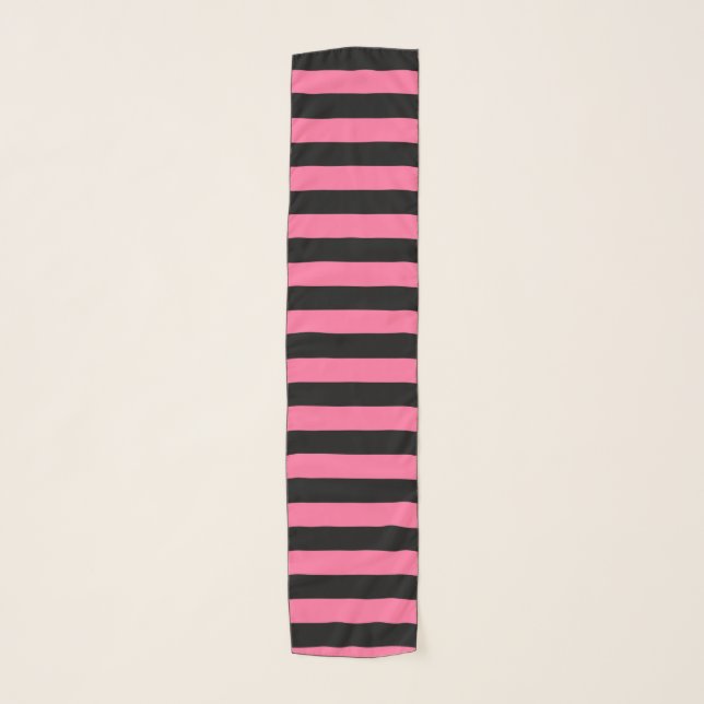 Pink and Black Stripes Scarf (Front)
