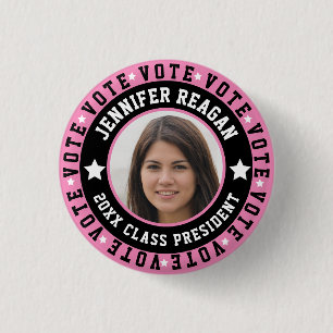 Pink and Black Student Body Campaign Button