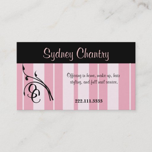 Customizable Pink and Black Stylish Business Card