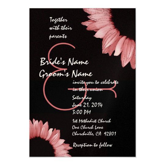 Pink and Black Sunflower Wedding Metallic Template