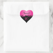 Pink and Black Sweet 16 Heart Shaped Sticker (Bag)