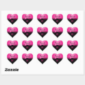 Pink and Black Sweet 16 Heart Shaped Sticker (Sheet)