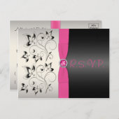Pink and Black Sweet 16 RSVP Postcard (Front/Back)