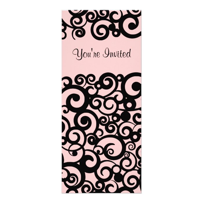 Pink and Black Swirl Valentine Invitation