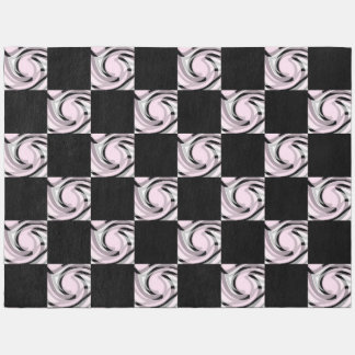 Pink and Black Swirling Check Pattern Rug