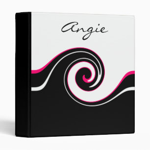 Pink and Black Swirls Back to School 3 Ring Binder