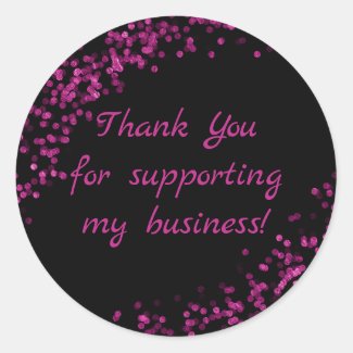 Pink and Black Thank You For Your Business Classic Round Sticker