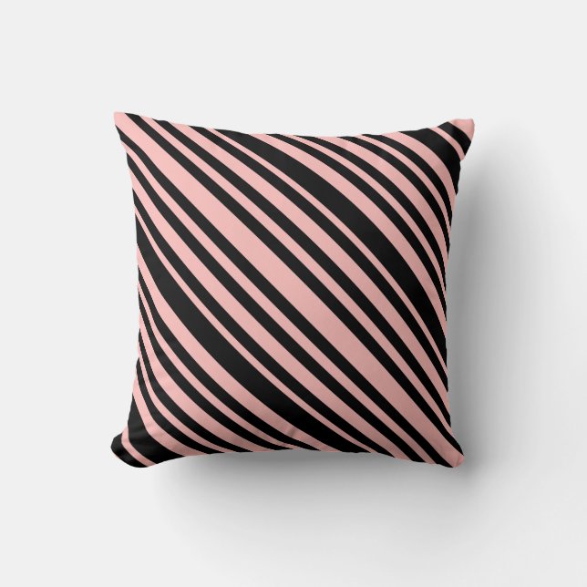 Pink and Black Throw Pillow (Front)