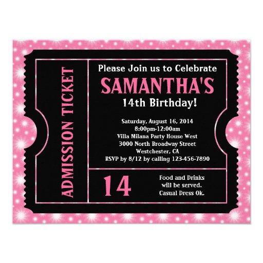 Personalized Birthday Party Ticket Invitations | CustomInvitations4U.com