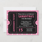 Pink and Black Ticket Invitation, Any Age