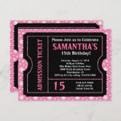 Pink and Black Ticket Invitation, Any Age Invitation (Front/Back)