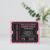 Pink and Black Ticket Invitation, Any Age Invitation (Standing Front)