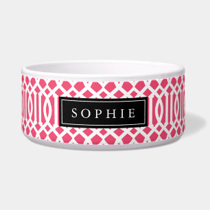 Pink and Black Trellis Monogram Bowl