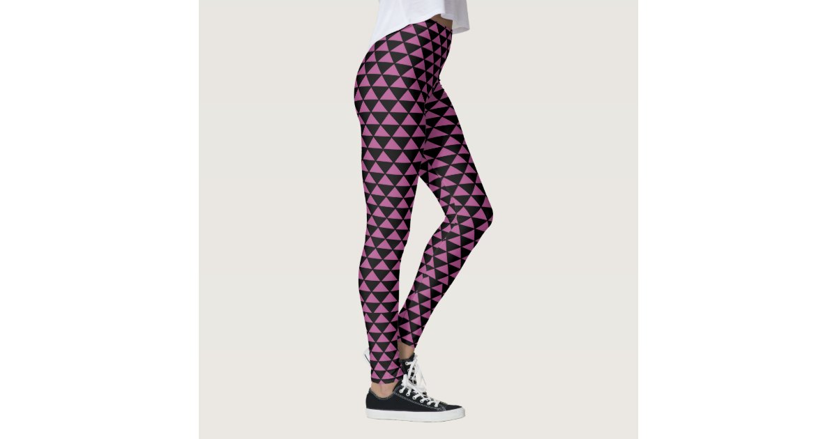 Pink and Black Triangle Pattern Leggings | Zazzle