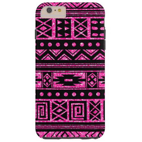 Pink And Black Tribal Geometric Pattern Tough iPhone 6 Plus Case