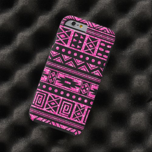 Pink And Black Tribal Geometric Pattern Tough iPhone 6 Case