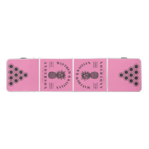 Pink and Black Tropical Pineapple Wedding Beer Pong Table