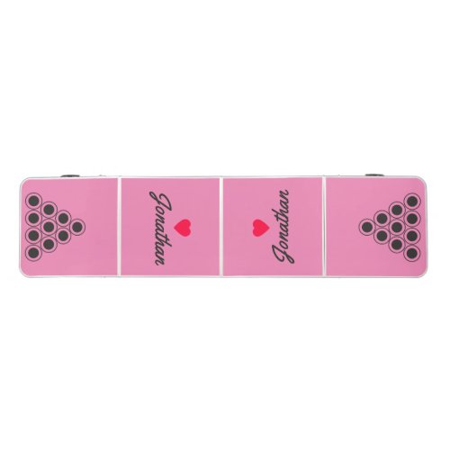 Pink and Black Vintage Heart Signature Beer Pong Table
