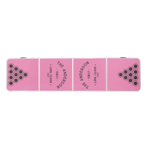 Pink and Black Vintage Seaside Family Name Beer Pong Table