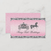 Pink And Black Wedding Horse & Carriage Business Card (Front/Back)