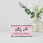 Pink And Black Wedding Horse & Carriage Business Card (Standing Front)