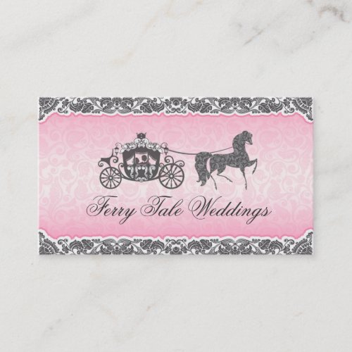 Pink And Black Wedding Horse  Carriage Business Card