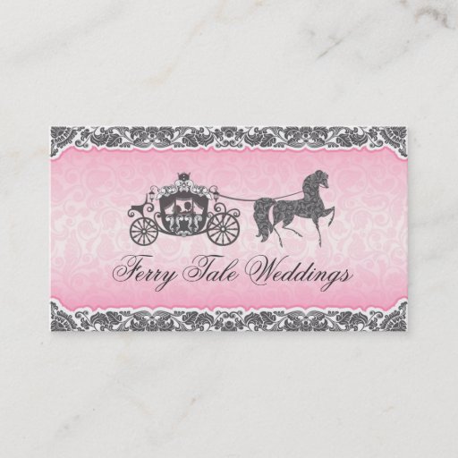 Customizable Pink And Black Wedding Horse &amp; Carriage Business Card