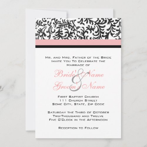 Pink and Black Wedding Invitation