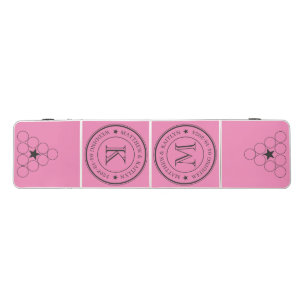 Pink and Black Wedding Monogram Star Beer Pong Table